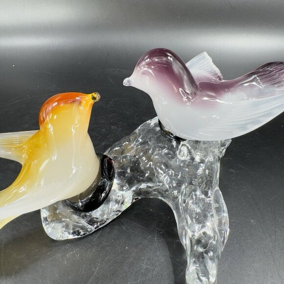 Venetian Italian Glass Love Birds Figurine Decor Opaline Glass Hand Made AS IS - Picture 8 of 16